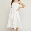 She She Boutique CLOTHING Tonal Floral Midi Dress - Off White
