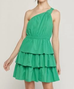 She She Boutique CLOTHING One Shoulder Dress - Green