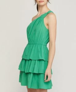She She Boutique CLOTHING One Shoulder Dress - Green