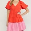 She She Boutique Color Block Dress - Red