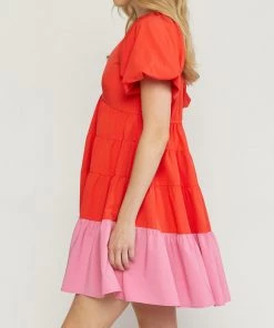 She She Boutique Color Block Dress - Red