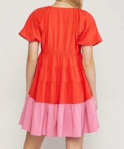 She She Boutique Color Block Dress - Red