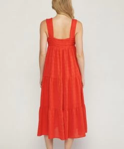 She She Boutique Tonal Checkered Midi Dress - White OR Red