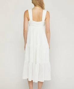 She She Boutique Tonal Checkered Midi Dress - White OR Red