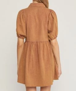 She She Boutique NEW ARRIVALS Denim Bubble Sleeve Dress - Cinnamon OR Ash Black