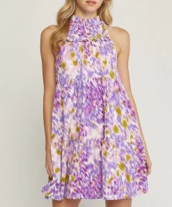 She She Boutique Tiered Mini Dress - Magenta OR Orchid