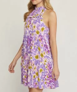 She She Boutique Tiered Mini Dress - Magenta OR Orchid