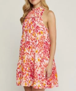 She She Boutique Tiered Mini Dress - Magenta OR Orchid