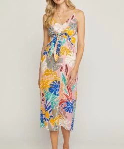 She She Boutique CLOTHING Floral Midi Dress - Pink Combo