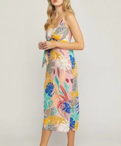 She She Boutique CLOTHING Floral Midi Dress - Pink Combo