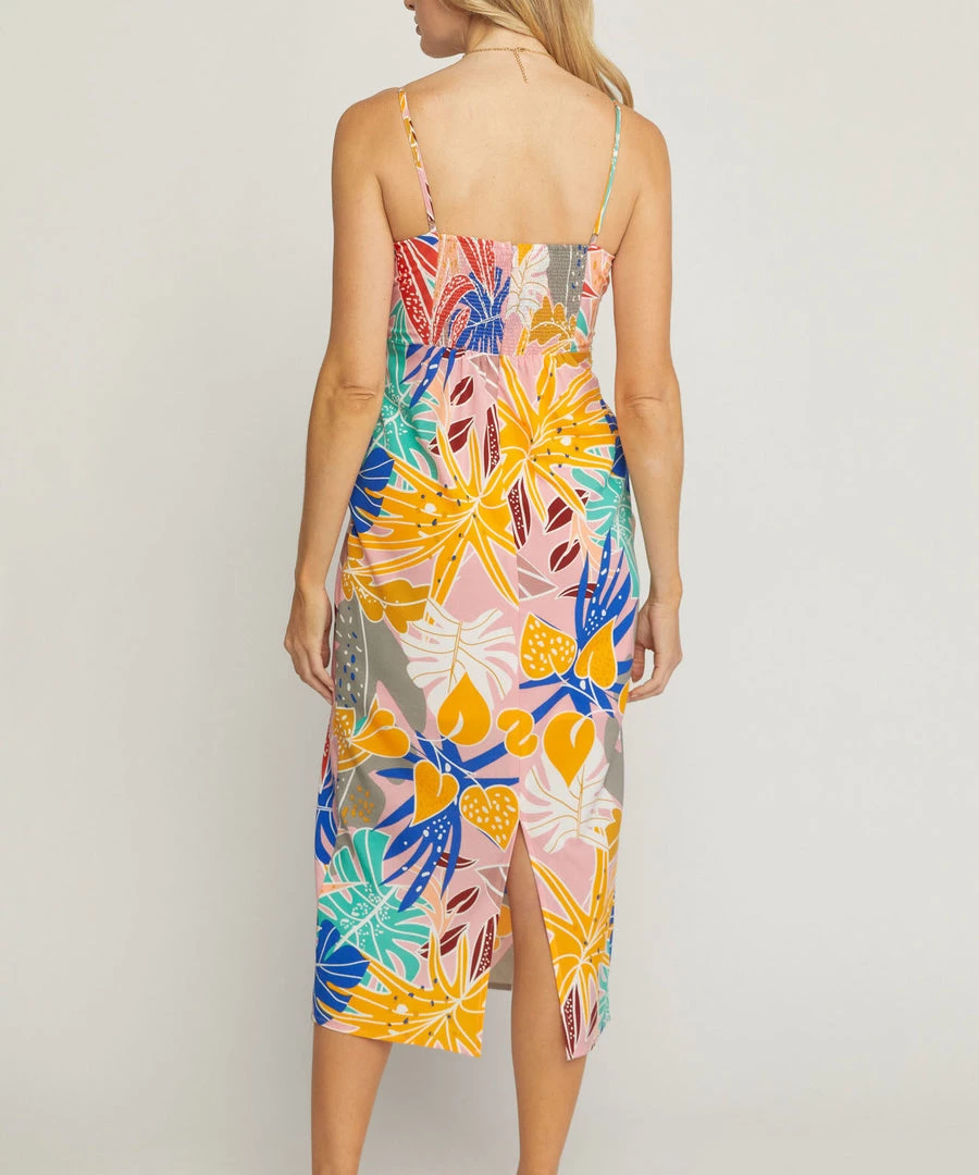 She She Boutique CLOTHING Floral Midi Dress - Pink Combo 6 She She Boutique CLOTHING Floral Midi Dress - Pink Combo