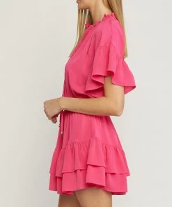 She She Boutique Smocked Waist Dress - Magenta CLOTHING