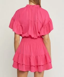 She She Boutique Smocked Waist Dress - Magenta CLOTHING