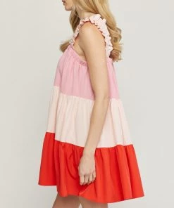 She She Boutique Color Block Tiered Dress - Red Combo 8 She She Boutique Color Block Tiered Dress - Red Combo