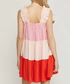 She She Boutique Color Block Tiered Dress - Red Combo 9 She She Boutique Color Block Tiered Dress - Red Combo