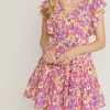 She She Boutique Floral Dress - Hot Pink CLOTHING