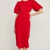 She She Boutique CLOTHING Open Back Midi Dress - Red