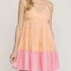 She She Boutique Gingham Dress - Pink CLOTHING