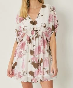 She She Boutique NEW ARRIVALS Abstract Print Dress - Ivory