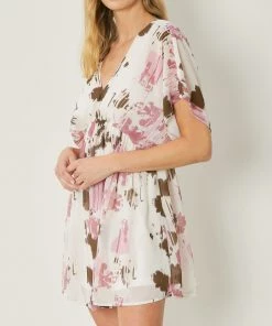 She She Boutique NEW ARRIVALS Abstract Print Dress - Ivory