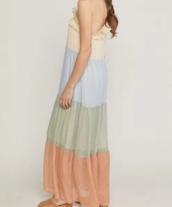 She She Boutique One-Shoulder Dress - Blue/Green