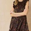 She She Boutique Satin Floral Dress - Black