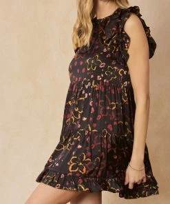 She She Boutique Satin Floral Dress - Black 7 She She Boutique Satin Floral Dress - Black