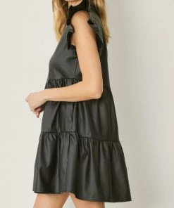 She She Boutique Faux Leather Mini Dress - Chocolate, Sand OR Black