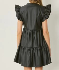 She She Boutique Faux Leather Mini Dress - Chocolate, Sand OR Black