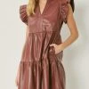 She She Boutique Faux Leather Mini Dress - Chocolate, Sand OR Black