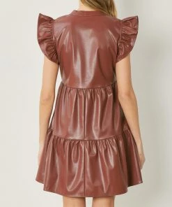 She She Boutique Faux Leather Mini Dress - Chocolate, Sand OR Black