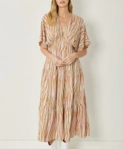 She She Boutique Zebra Print Maxi Dress - Camel