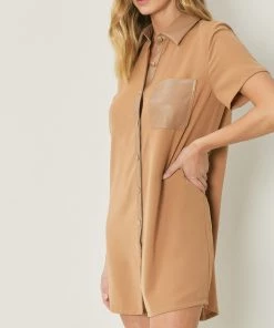 She She Boutique Color Block Dress - Camel NEW ARRIVALS