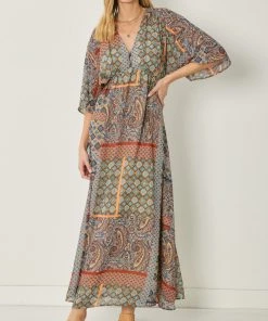 She She Boutique NEW ARRIVALS Boho Maxi Dress - Rust Combo