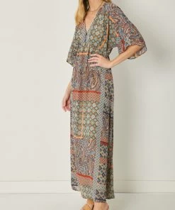 She She Boutique NEW ARRIVALS Boho Maxi Dress - Rust Combo