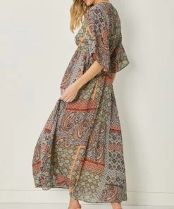 She She Boutique NEW ARRIVALS Boho Maxi Dress - Rust Combo