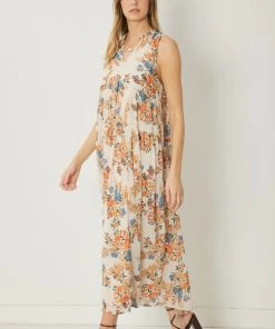 She She Boutique Floral Maxi Dress - Natural