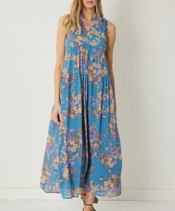 She She Boutique Floral Maxi Dress - Blue