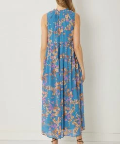 She She Boutique Floral Maxi Dress - Blue