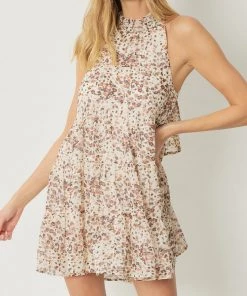 She She Boutique Mock Neck Dress - Natural CLOTHING