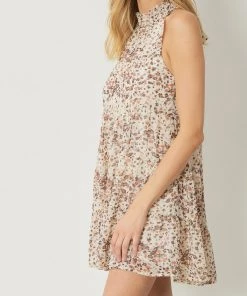 She She Boutique Mock Neck Dress - Natural CLOTHING