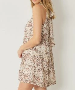 She She Boutique Mock Neck Dress - Natural CLOTHING