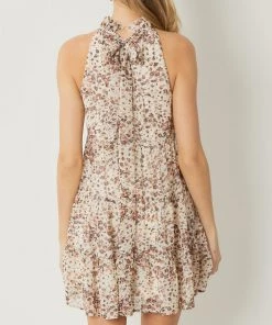 She She Boutique Mock Neck Dress - Natural CLOTHING