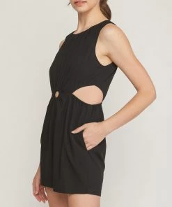 She She Boutique CLOTHING Cut Out Side Romper - Royal