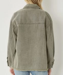 She She Boutique Raw Hem Denim Jacket - Army