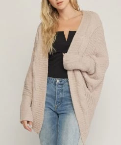 She She Boutique Open Front Sweater Cardigan - Sand