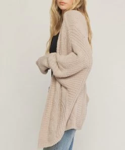 She She Boutique Open Front Sweater Cardigan - Sand