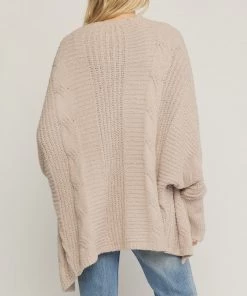 She She Boutique Open Front Sweater Cardigan - Sand