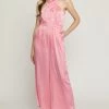 She She Boutique Satin Halter Romper - Black OR Pink CLOTHING