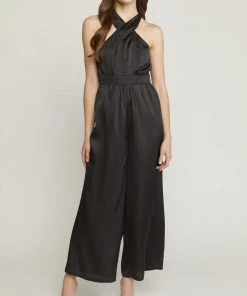 She She Boutique Satin Halter Romper - Black OR Pink CLOTHING